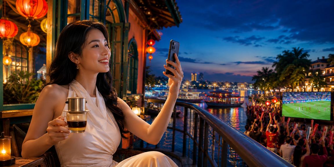 Người dùng tại Hà Nội thưởng thức cà phê và chơi casino trực tuyến trên điện thoại di động